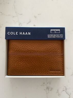 Cole Haan Pecan Brown Leather Billfold with Removable Passcase